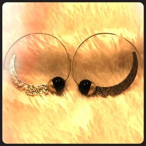 SILPADA Sterling Silver / Black Onyx Hoop Earrings